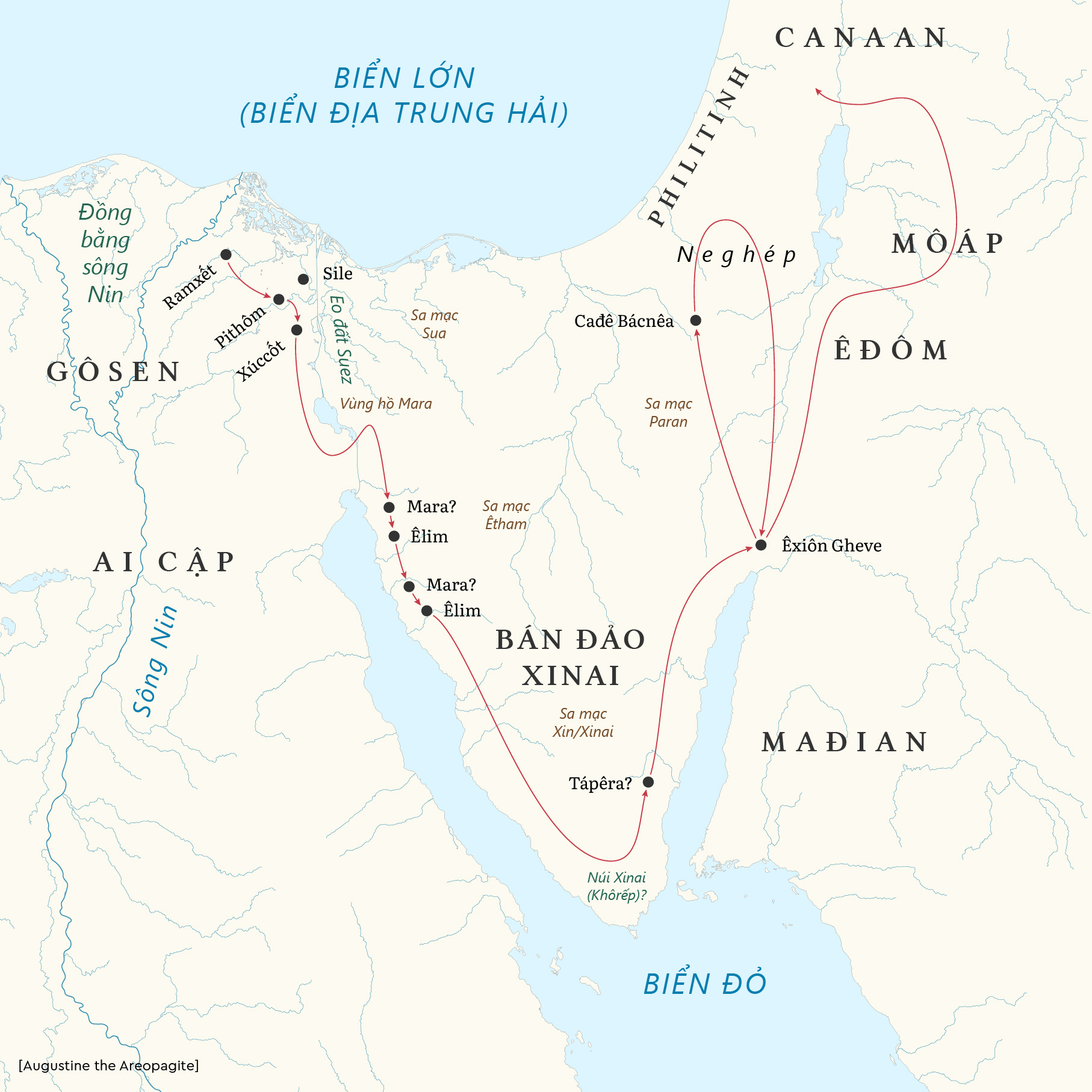 Các tuyến đường xuất hành có thể xảy ra theo Kinh Thánh Xh 12