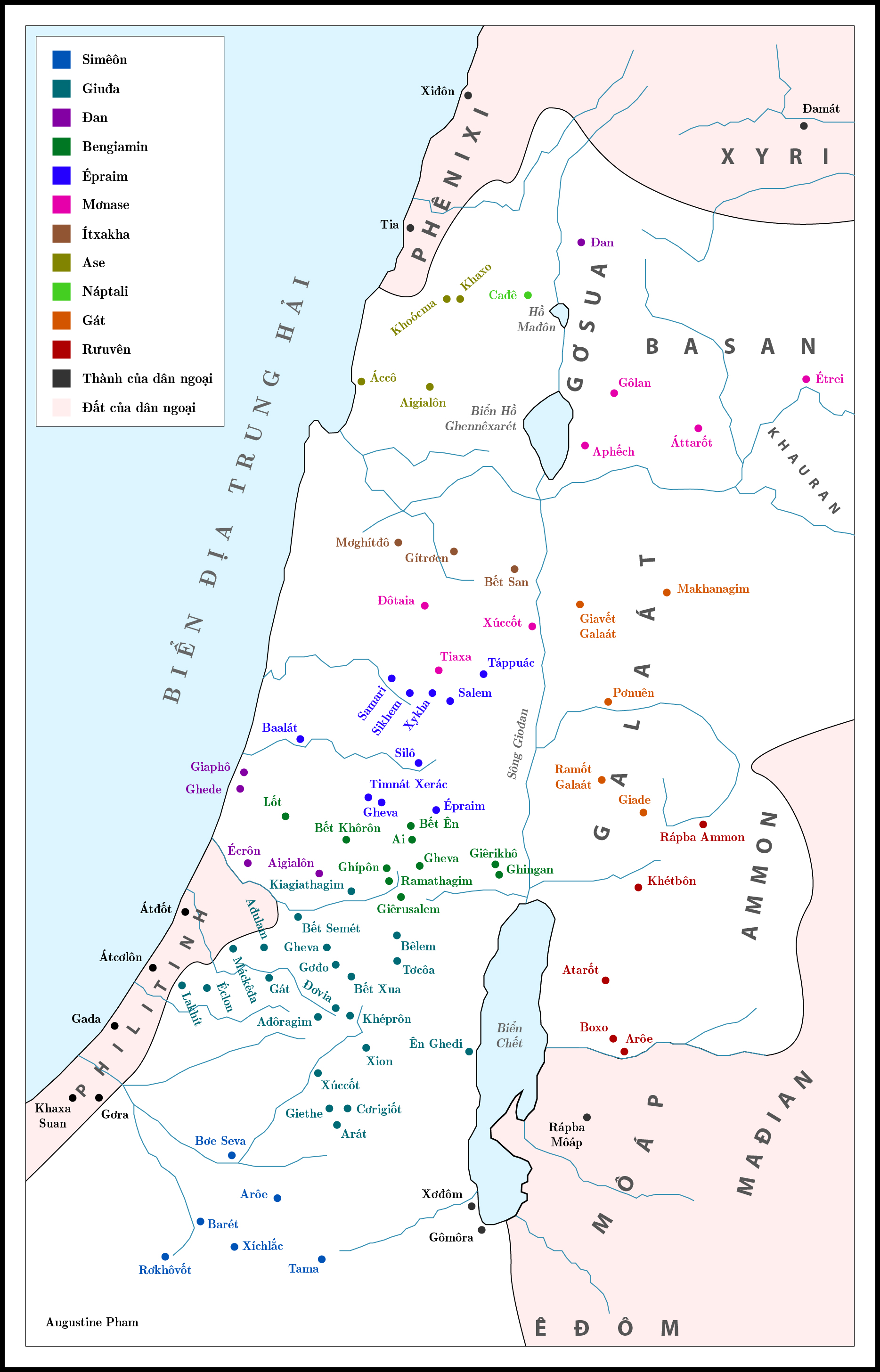 Các thành thị của mười hai chi tộc Ítraen trong đất Canaan