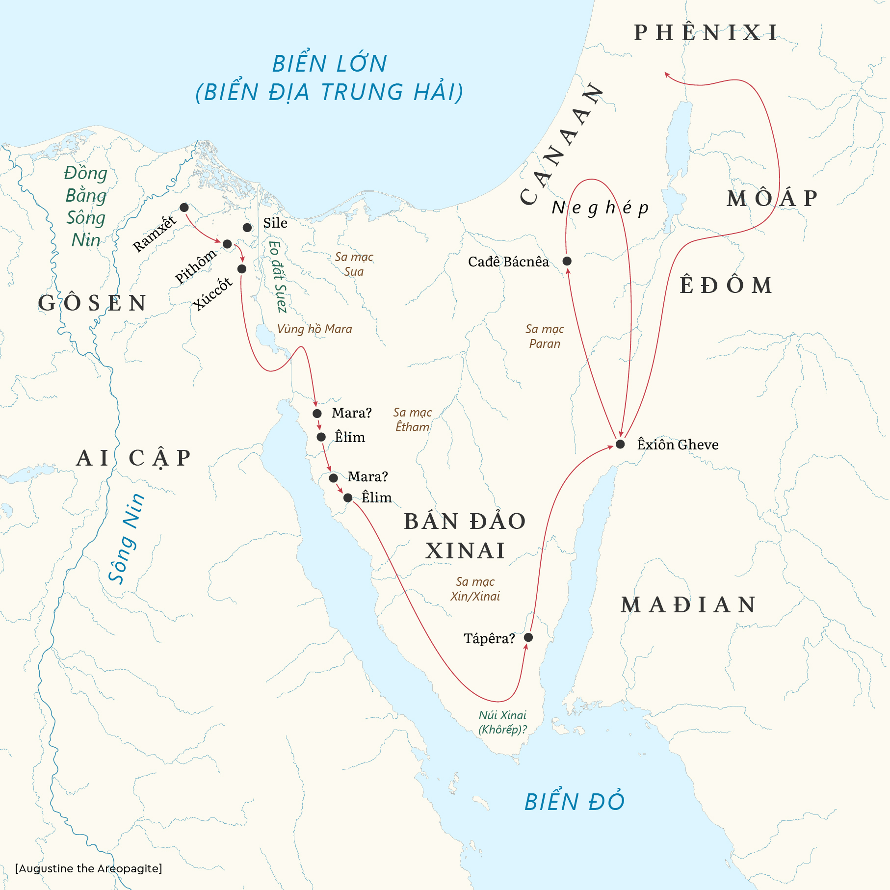 Các tuyến đường xuất hành có thể xảy ra theo Kinh Thánh Xh 12